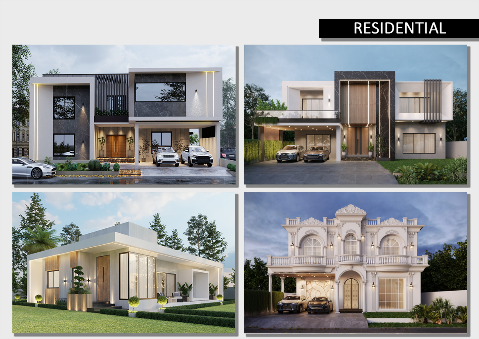Modern residential exteriors designed by JNM Consulting